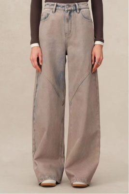 Pantalon en denim à haute taille et à jambes droites