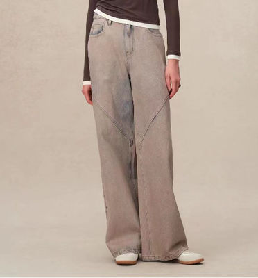 Pantalon en denim à haute taille et à jambes droites